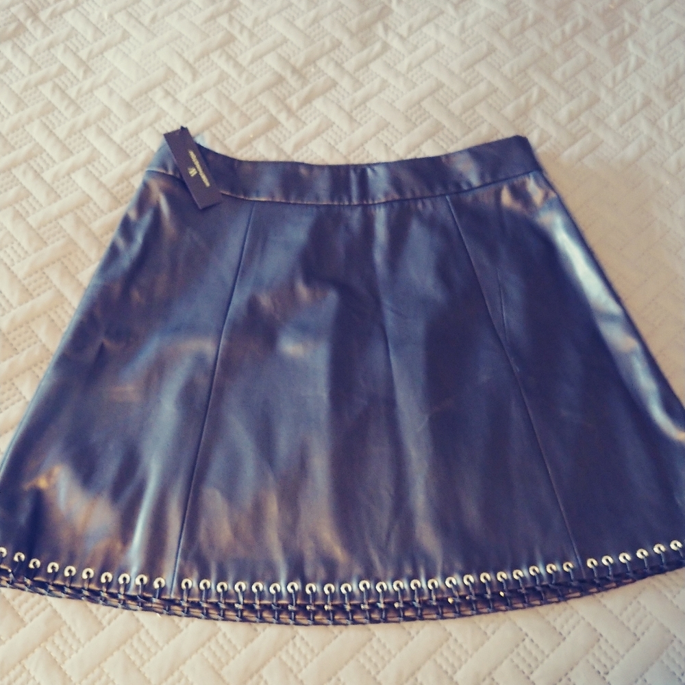 NWT black leather skirt